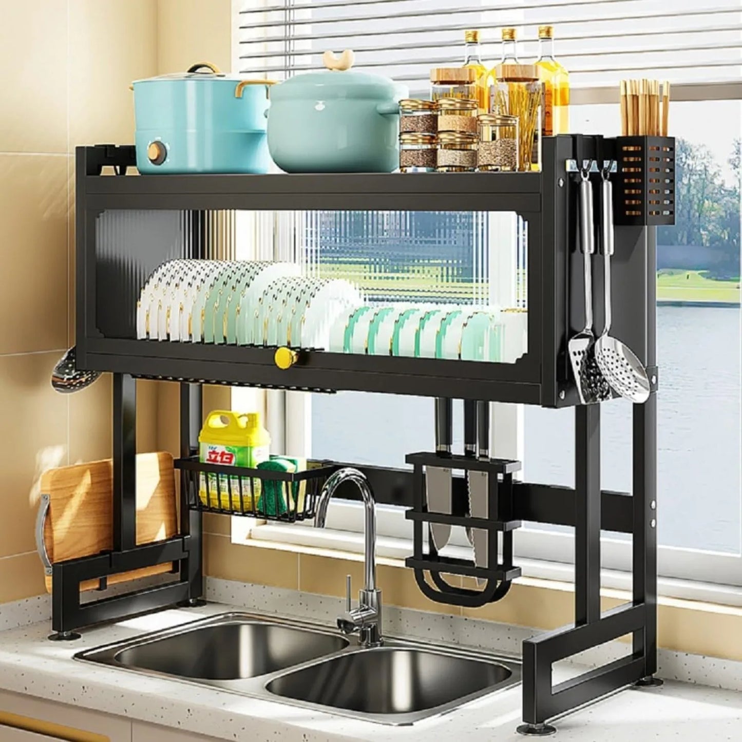 GuardaSeco™-Escurridor de cocina con Tapa y Almacenamiento
