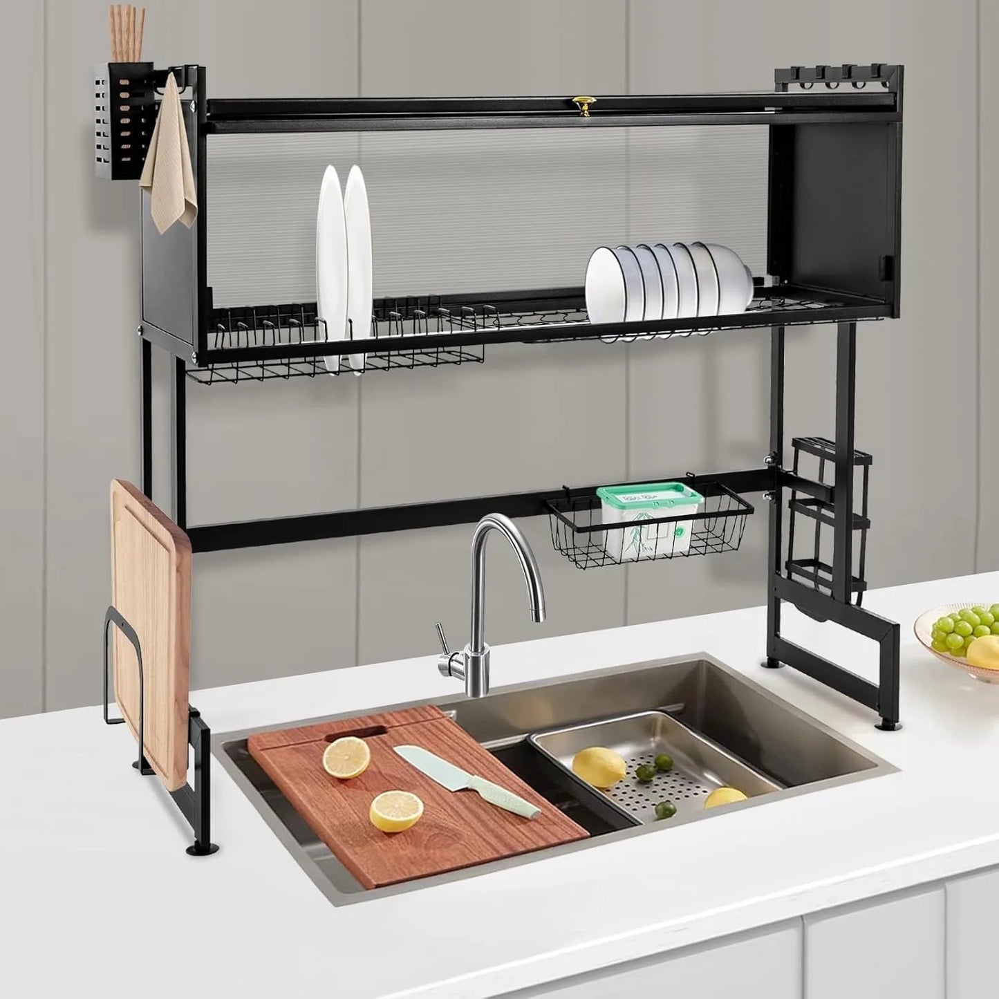 GuardaSeco™-Escurridor de cocina con Tapa y Almacenamiento